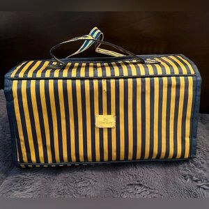 JM New York Black and Gold Stripes Cosmetic Make Up Organizer Bag NWOT